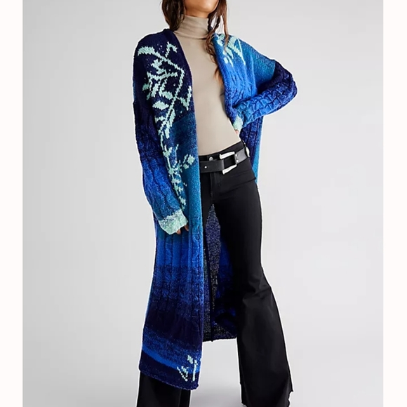 Free People Flurry Cardigan Luxe Wool Knit Open Front Mixed Patchwork XS-SM NWT - Picture 2 of 9